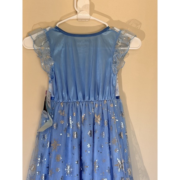Disney Frozen Blue Mesh Metallic Snowflake Overlay Nightgown Youth Medium 8 NEW - Picture 7 of 13